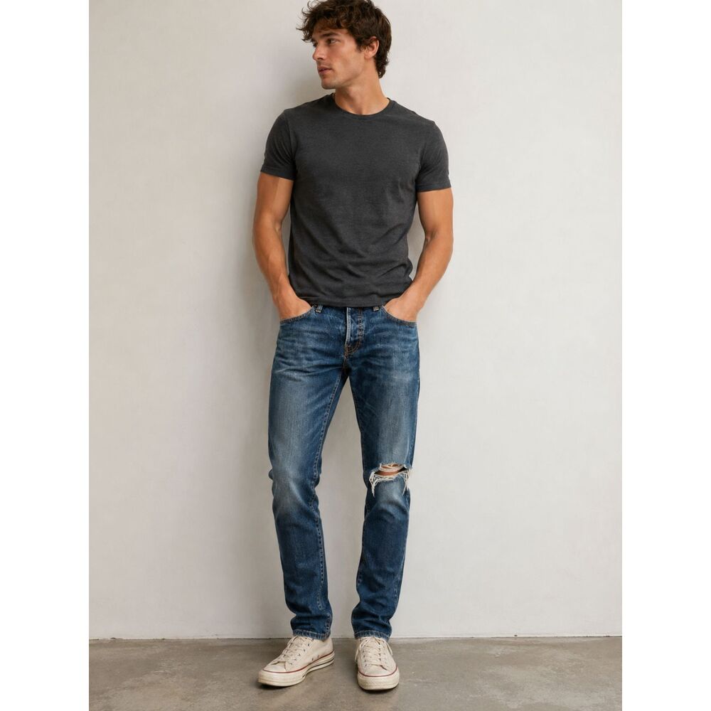 VTG Abercrombie & Fitch Skinny Jeans Mens W31 L32 Dark Wash Distressed ButtonFly